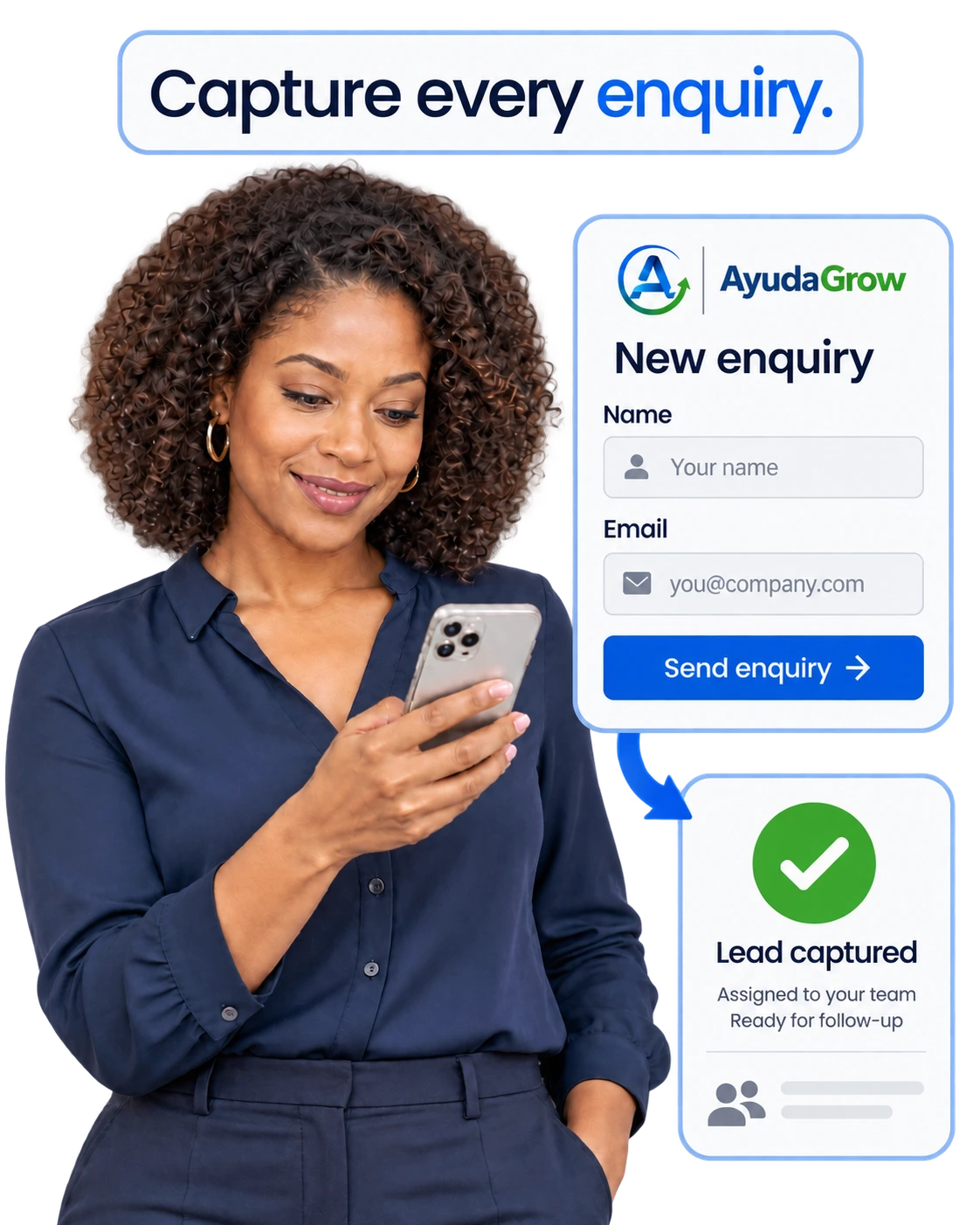 Website and messaging enquiries flowing into one organized lead capture process.